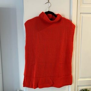 Sleeveless Red Mockneck Sweater